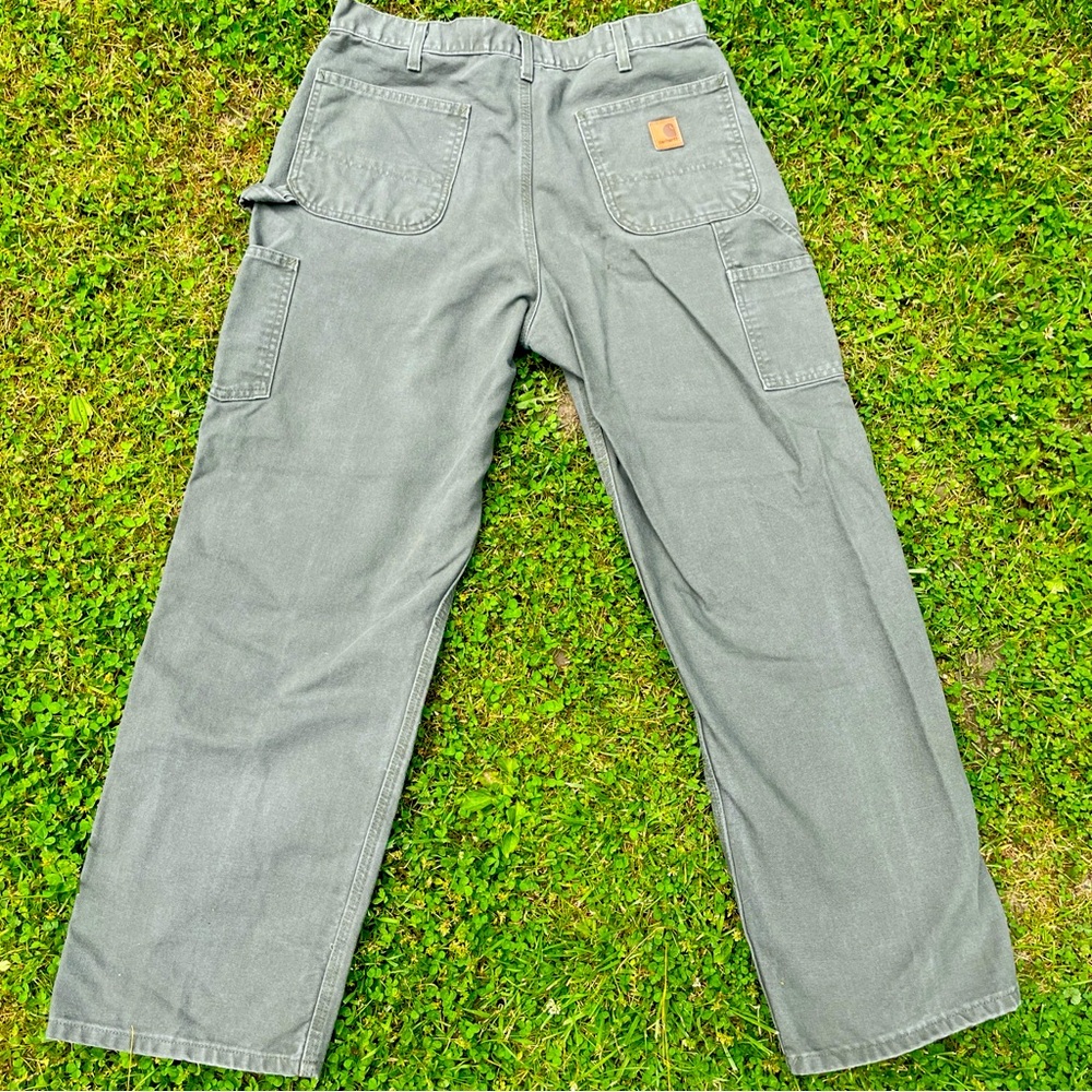 Carhartt Mens Dungaree Cargo Size 34x33 Relaxed Pants Olive Green B11 MOS